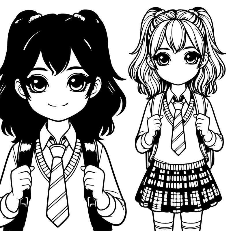 realistic girl ready for school