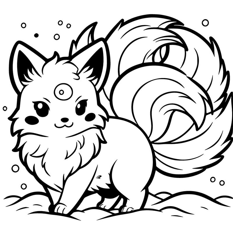 nine tail kitsune in the snow