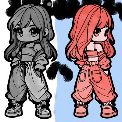 girl in crop top and baggy pants