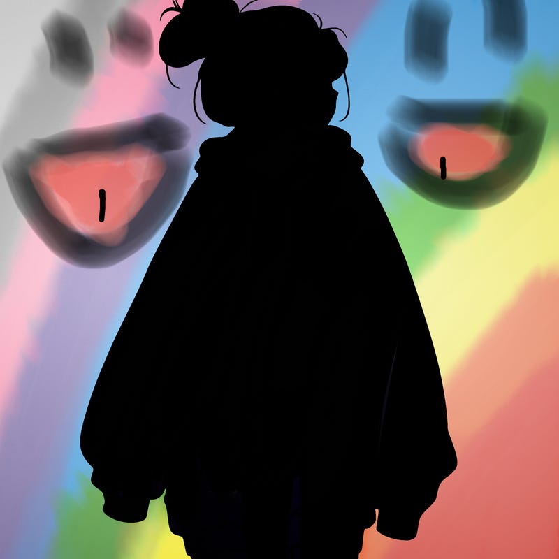 realistic girl with a oversized sweatshirt on and a bun