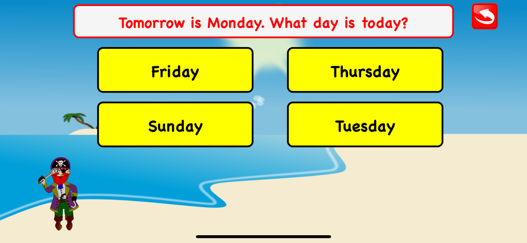 Second Grade Math Games Kids - Educational pirate themed game for learning days of the week