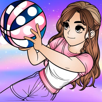 realistic girl playing basketball