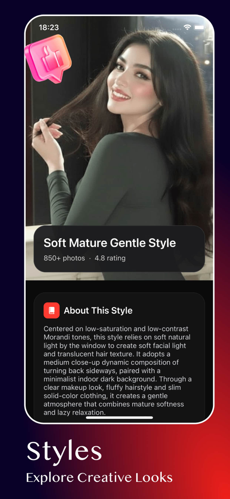 Closer - Join chat - Captura de pantalla de la aplicación Closer explorando estilos de fotografía creativa y técnicas de iluminación