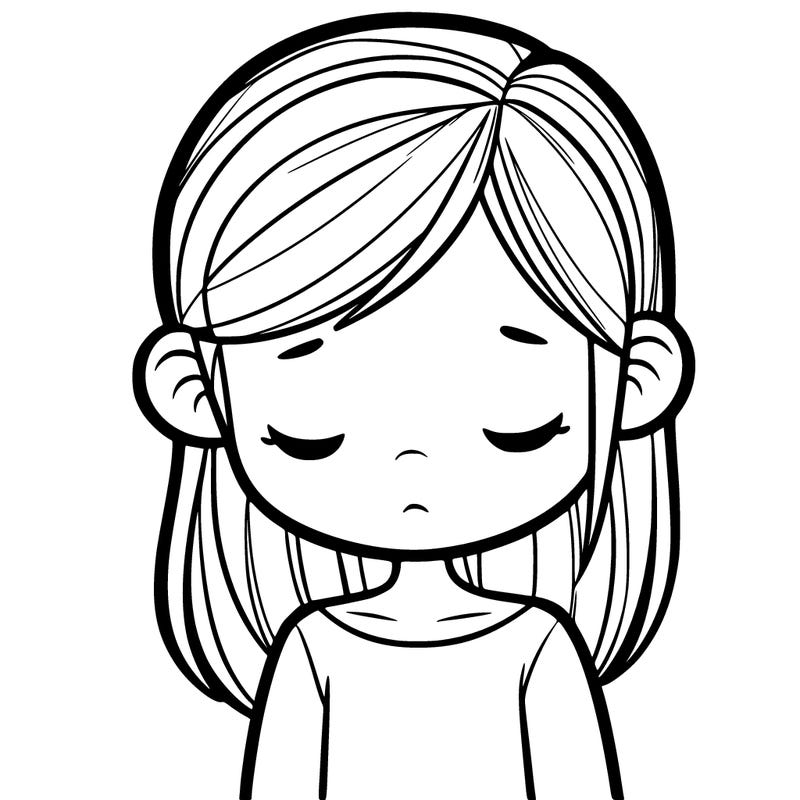 a girl in the middle of the frame only her head to her shoulders are seen looking down