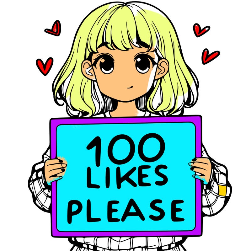 a girl holding a sign saying 100 likes please