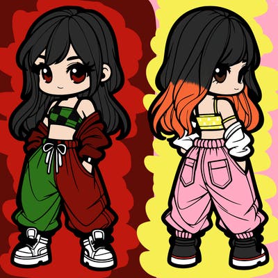 girl in crop top and baggy pants