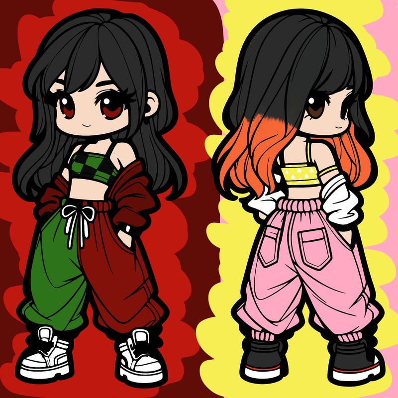 girl in crop top and baggy pants