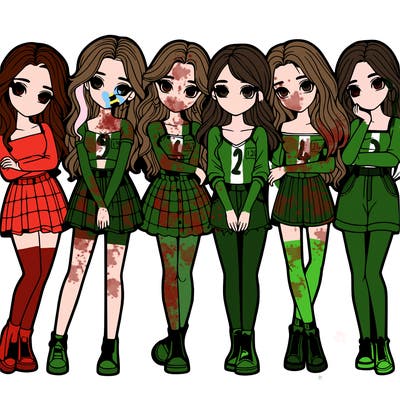 a group of girls realistic