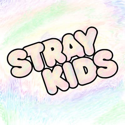 bubble letters saying stray kids