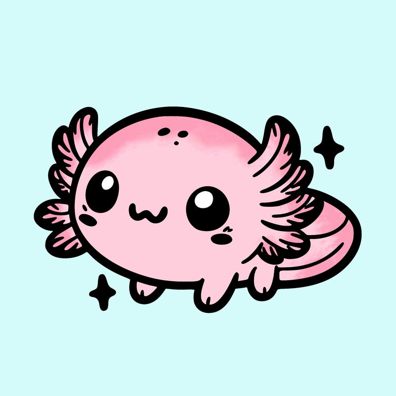 cute easy baby axolotl