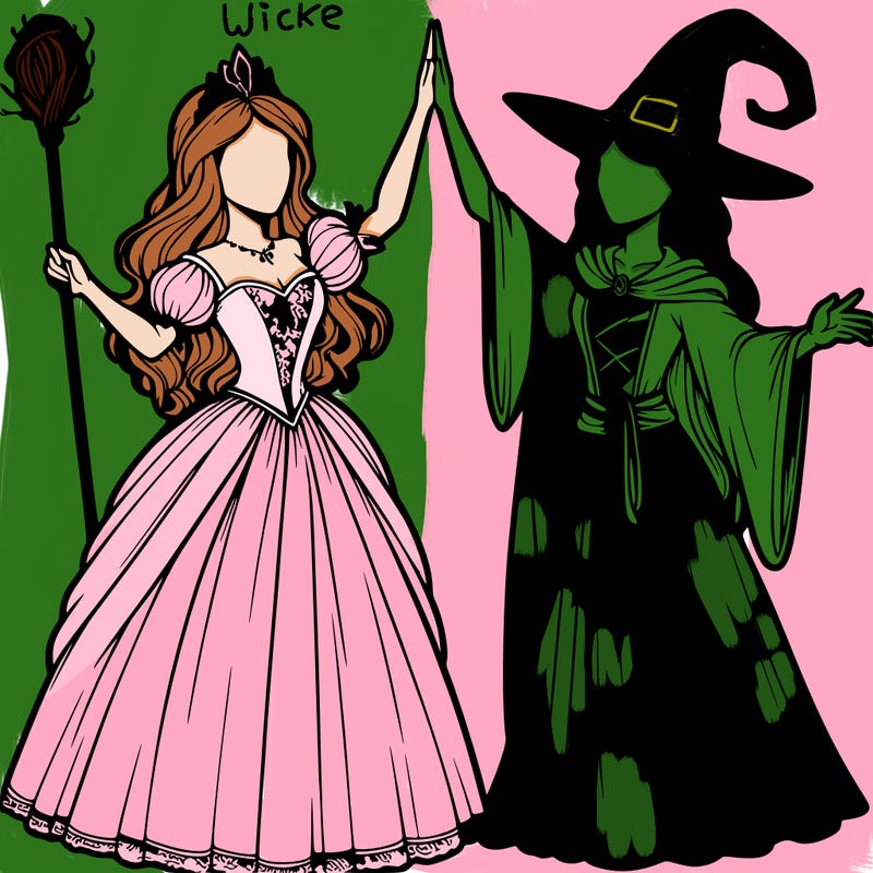 detailed realistic split of a princess and a witch