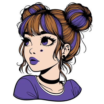 realistic girl with spacebuns
