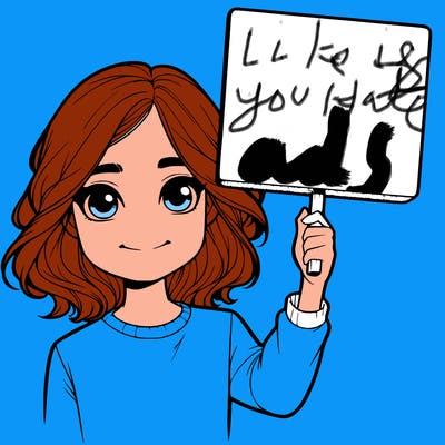 realistic girl holding up a sign