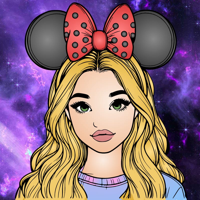 aesthetic realistic girl wearing mickey mouse ears