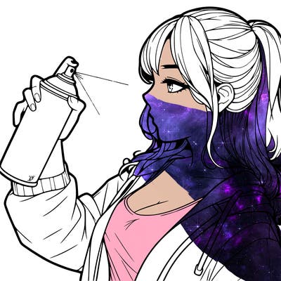 a realistic girl spray, painting