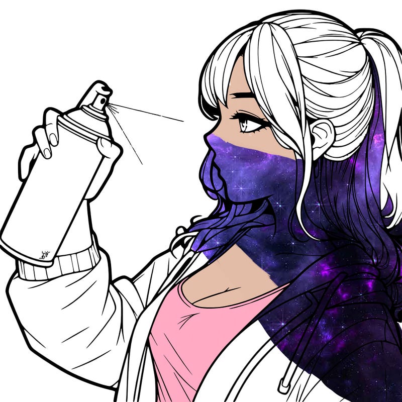 a realistic girl spray, painting