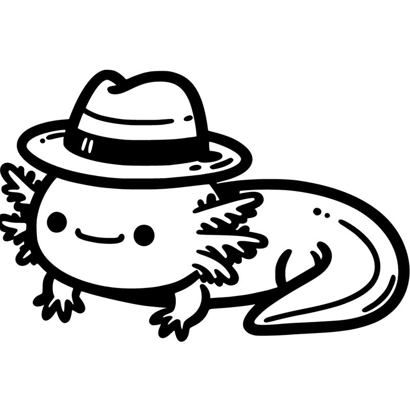 an axolotl with a hat