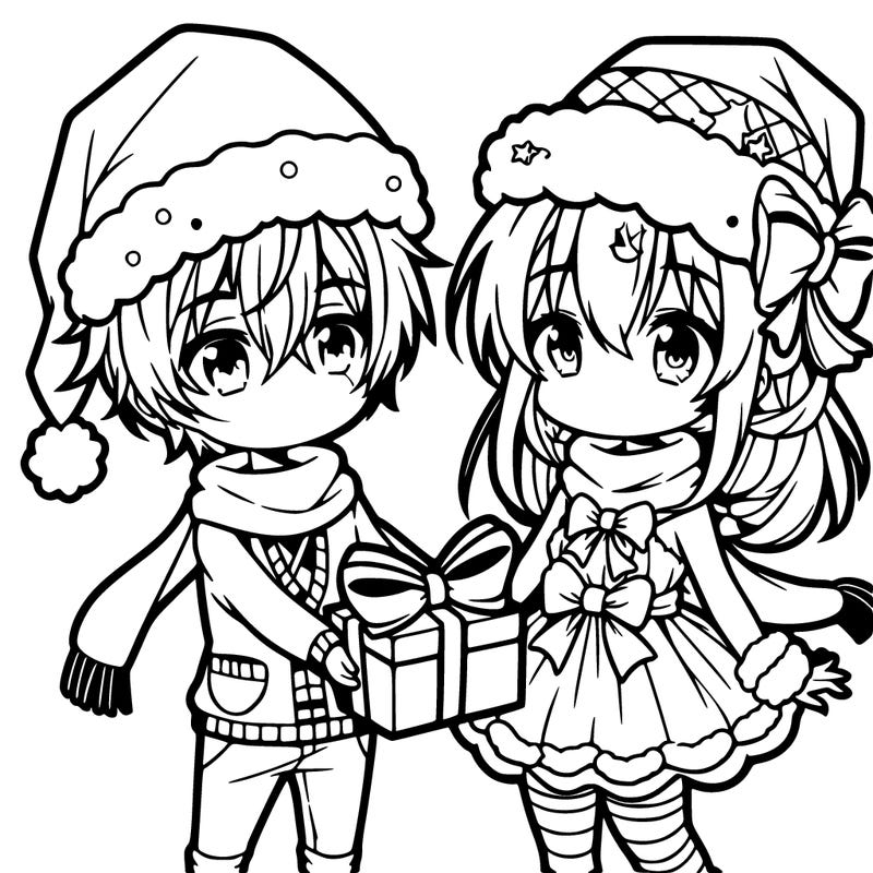 christmas anime boy and girl