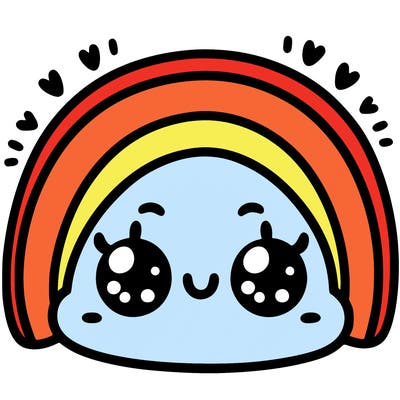 rainbow with cute face