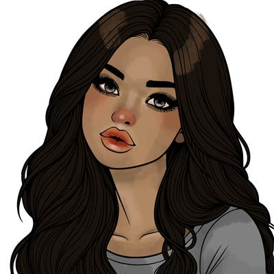 realistic girl with hair on her hair and lips