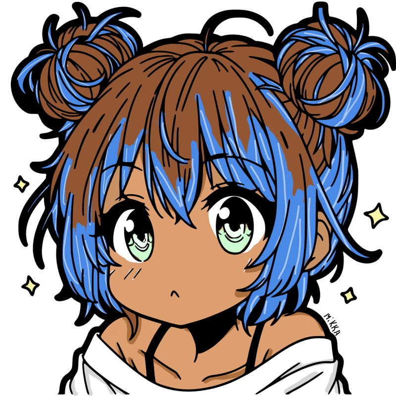 a manga girl with messy small buns