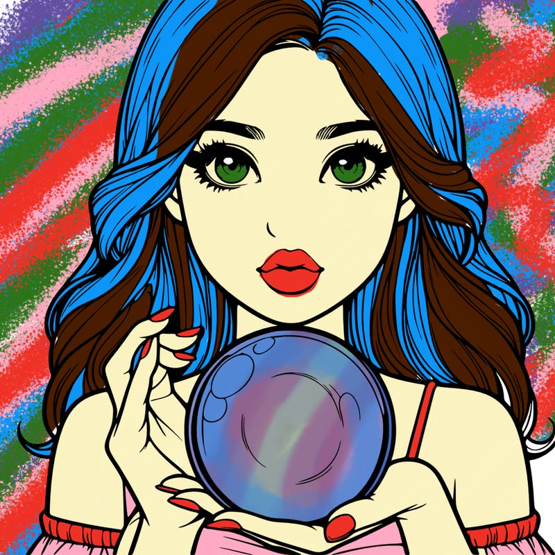 realistic girl hold crystal ball