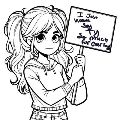 teenage girl holding blank sign