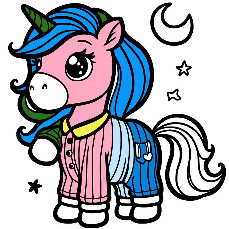 unicorn dressed in pajamas