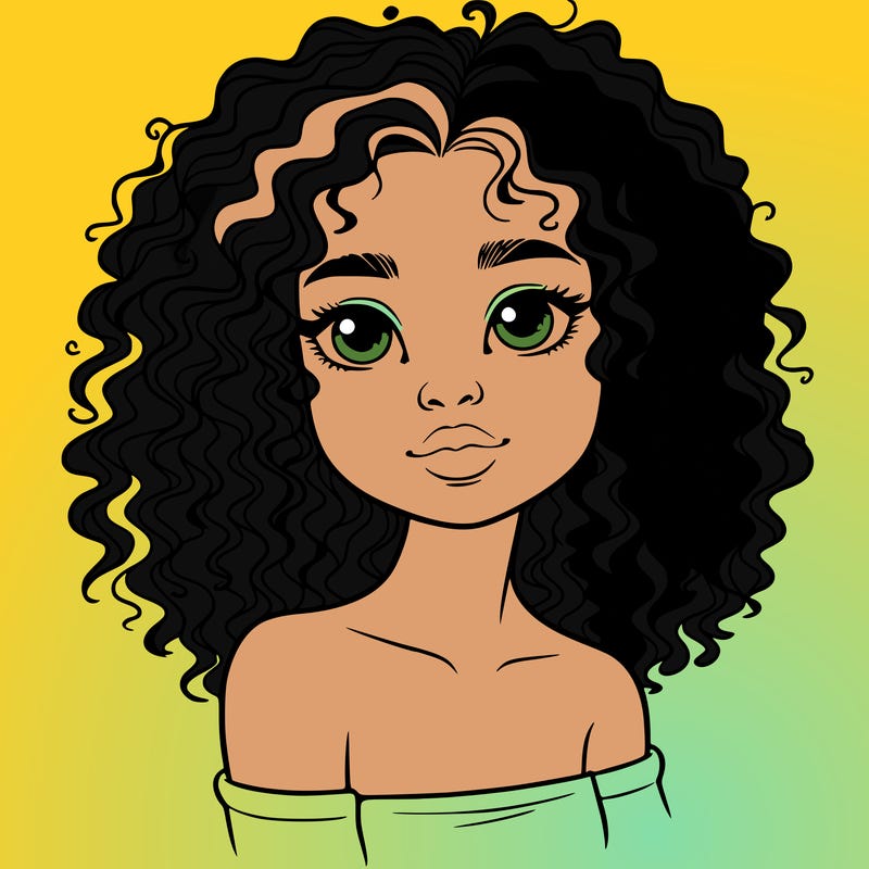 realistic girl with curly hair