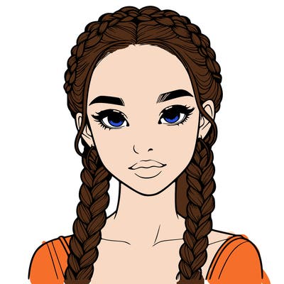 realistic girl with braids