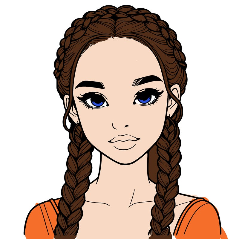 realistic girl with braids