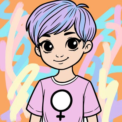 girl with pixie cut and feminist shirt