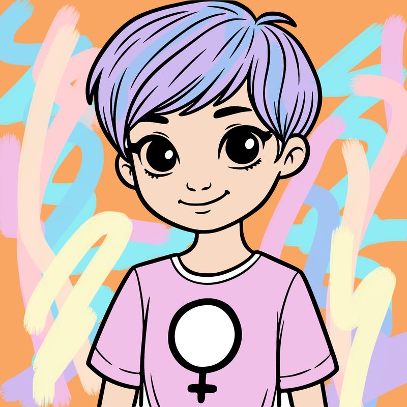 girl with pixie cut and feminist shirt