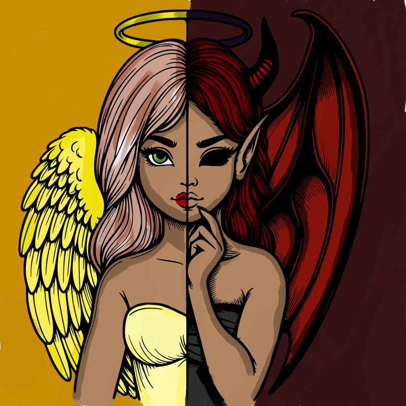 realistic angel half demon