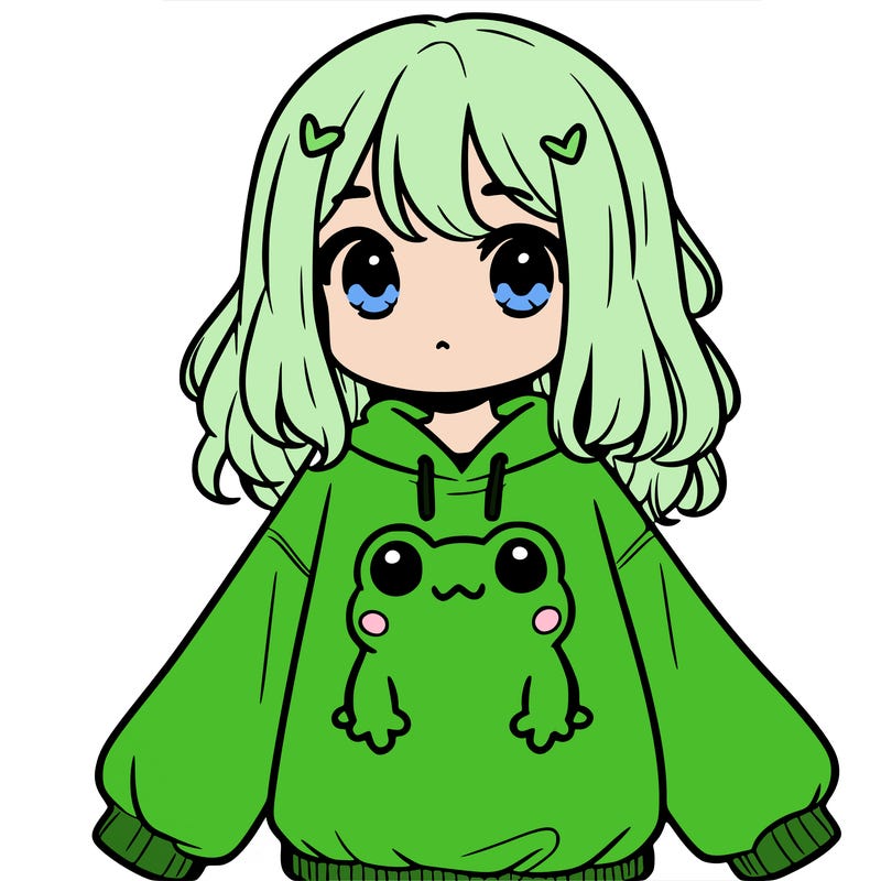 girl wearing frogging sweatshirt