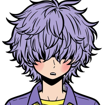 manga boy fluffy hair covering his eyes