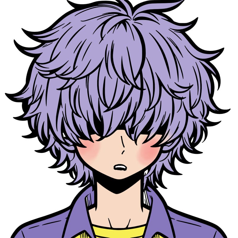 manga boy fluffy hair covering his eyes