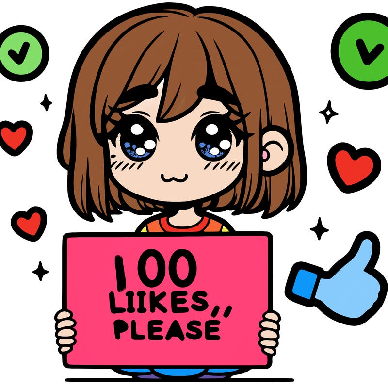a girl with a sign saying 100 likes, please