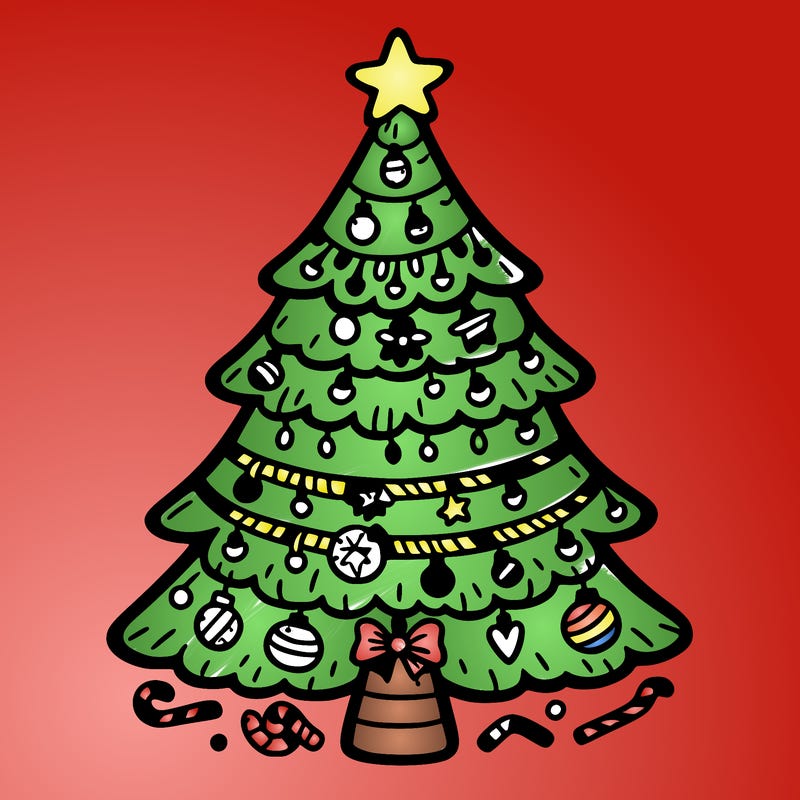christmas tree with lots of details