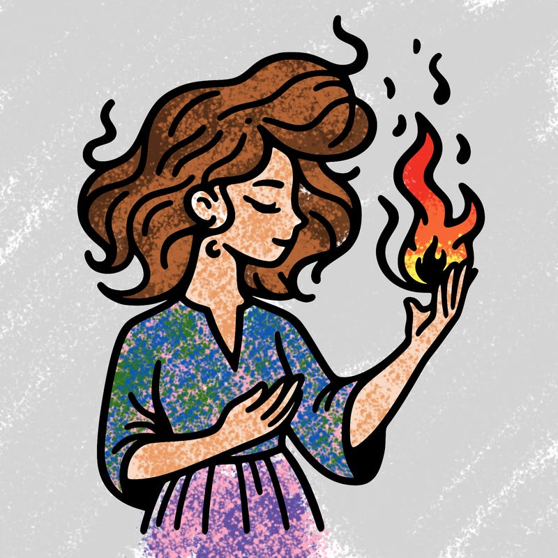 woman with fire