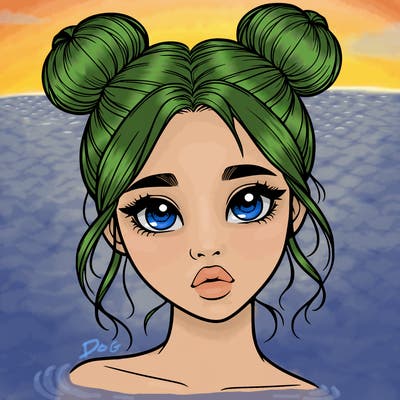 realistic girl with two buns on her head