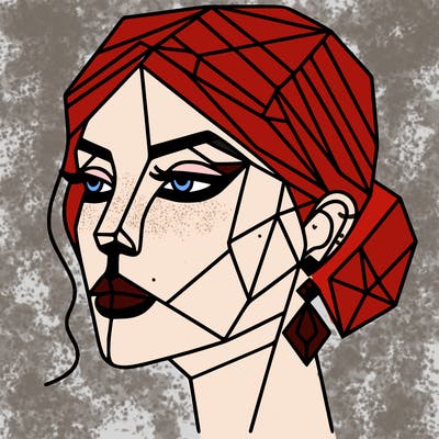 geometric art illustration of a woman's face