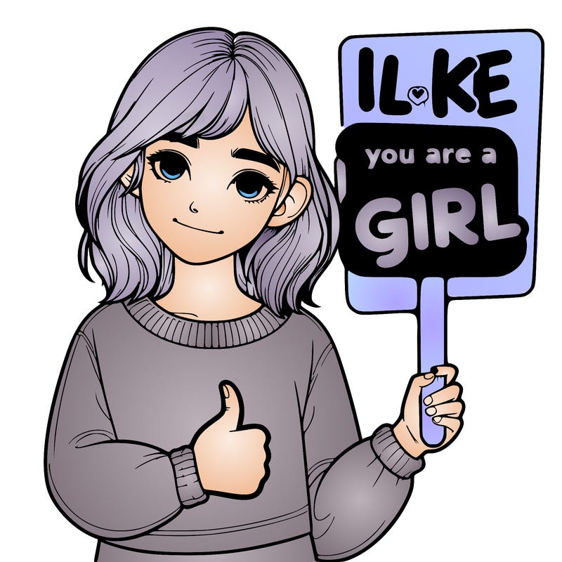 realistic girl holding up a sign that say like if you are a girl