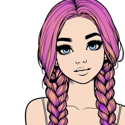 realistic girl with braids