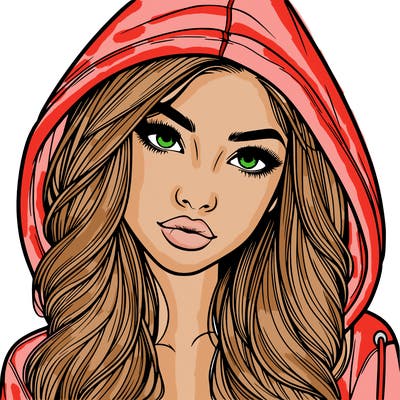 realistic beautiful girl with a hood on