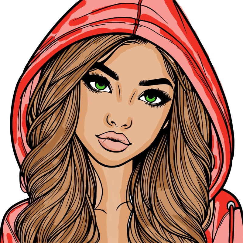 realistic beautiful girl with a hood on