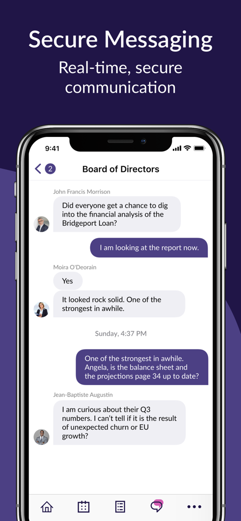 OnBoard Meetings - Secure messaging between board directors in the OnBoard Meetings app