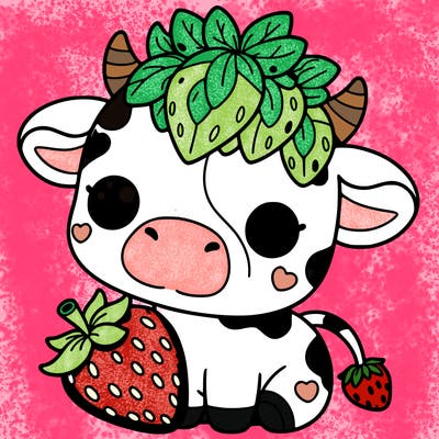 cute strawberry cow