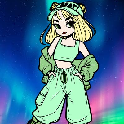 girl in crop top and baggy pants