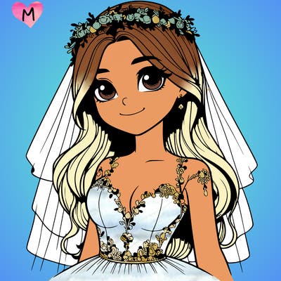 realistic girl in a wedding dress